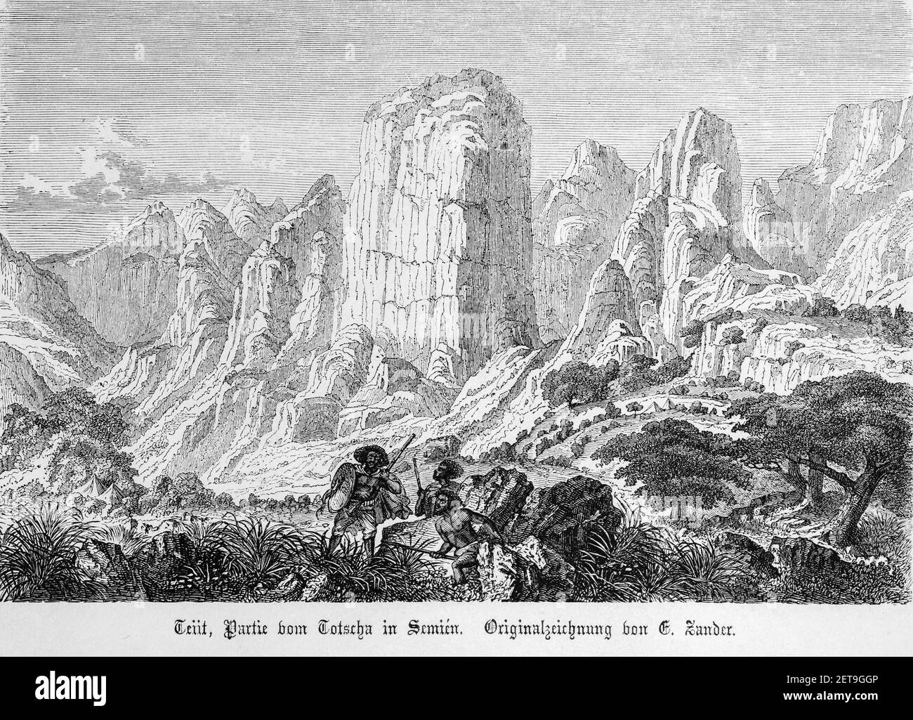 Montañas Simien, hoy Parque Nacional Abyssina, Etiopía, África Oriental, Dr. Richard Andree, Abessinien, Land und Volk, Leipzig 1869 Foto de stock