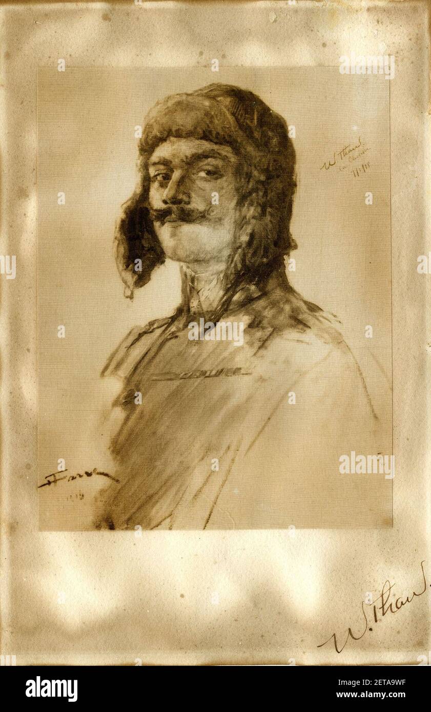 Dibujo a lápiz de William Thaw por Henri Farré Fotografía de stock Alamy