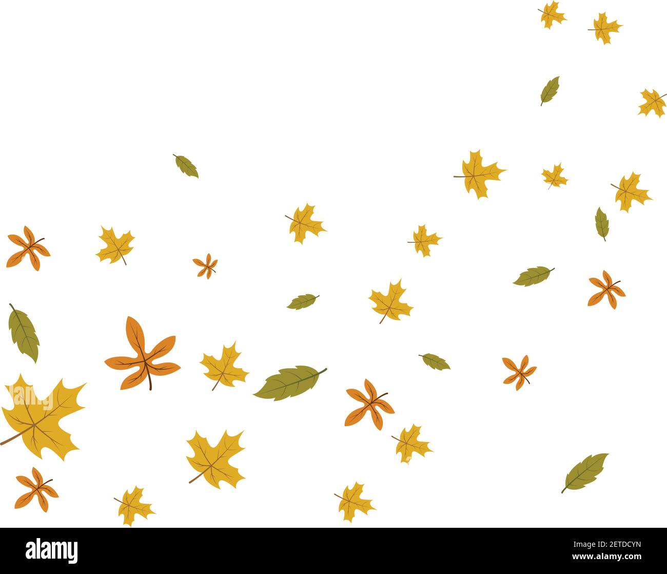 hojas caídas y arrastre de viento vector ilustración plantilla de