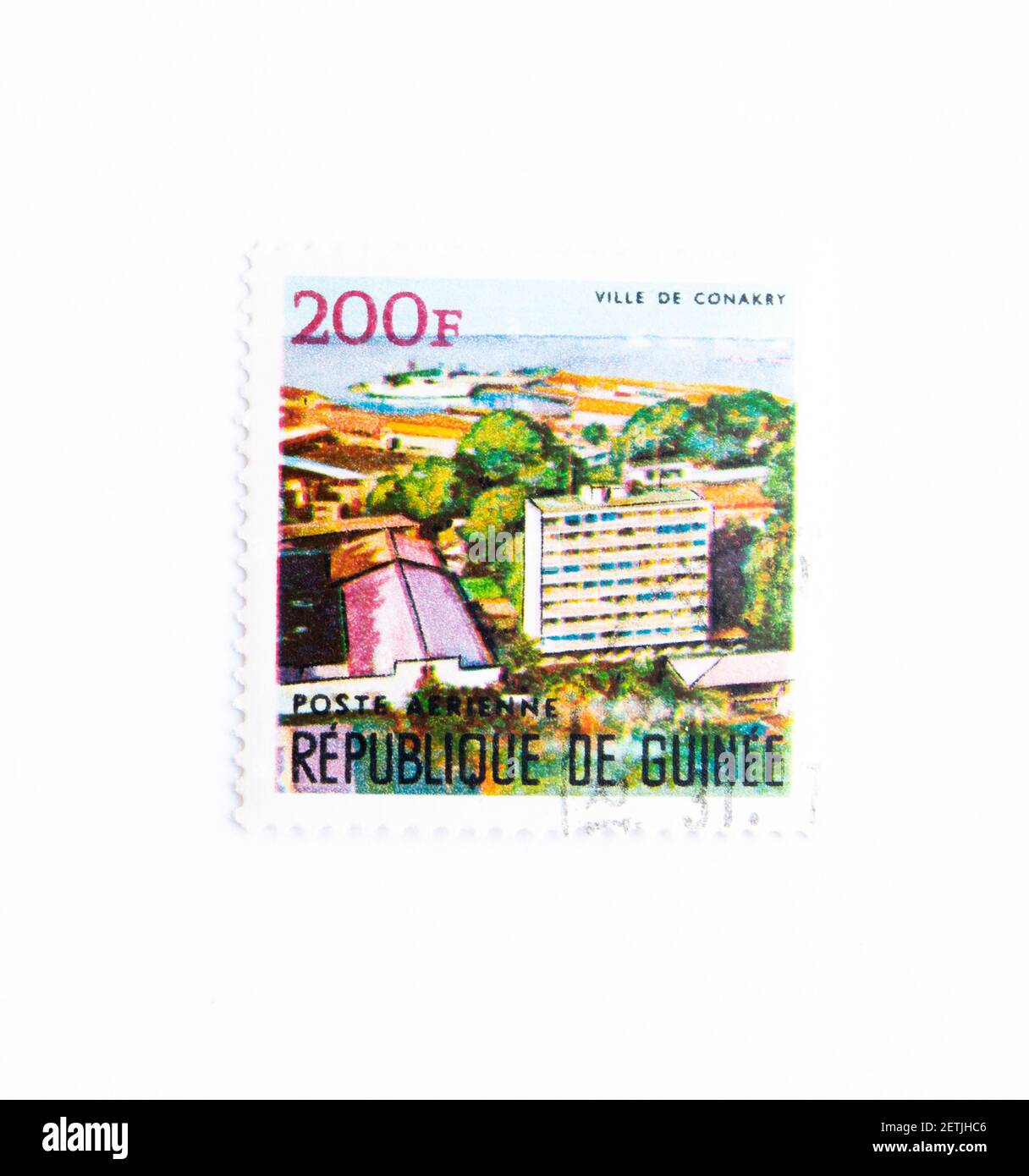 01.03.2021 Estambul Turquía. Sello de postage de la República de Guinea. Alrededor de 1967. Ville de Conakry. Foto de stock
