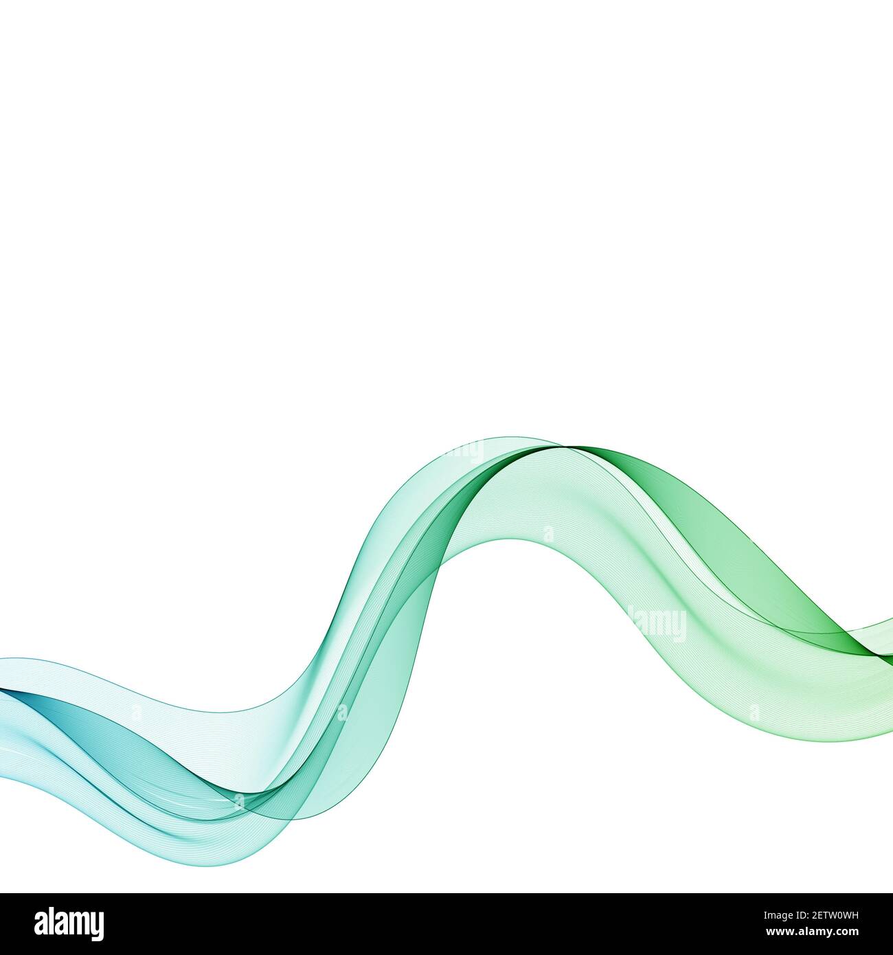 Flujo de ondas de color transparente sobre fondo blanco. Fondo abstracto.  Onda de color verde Fotografía de stock - Alamy