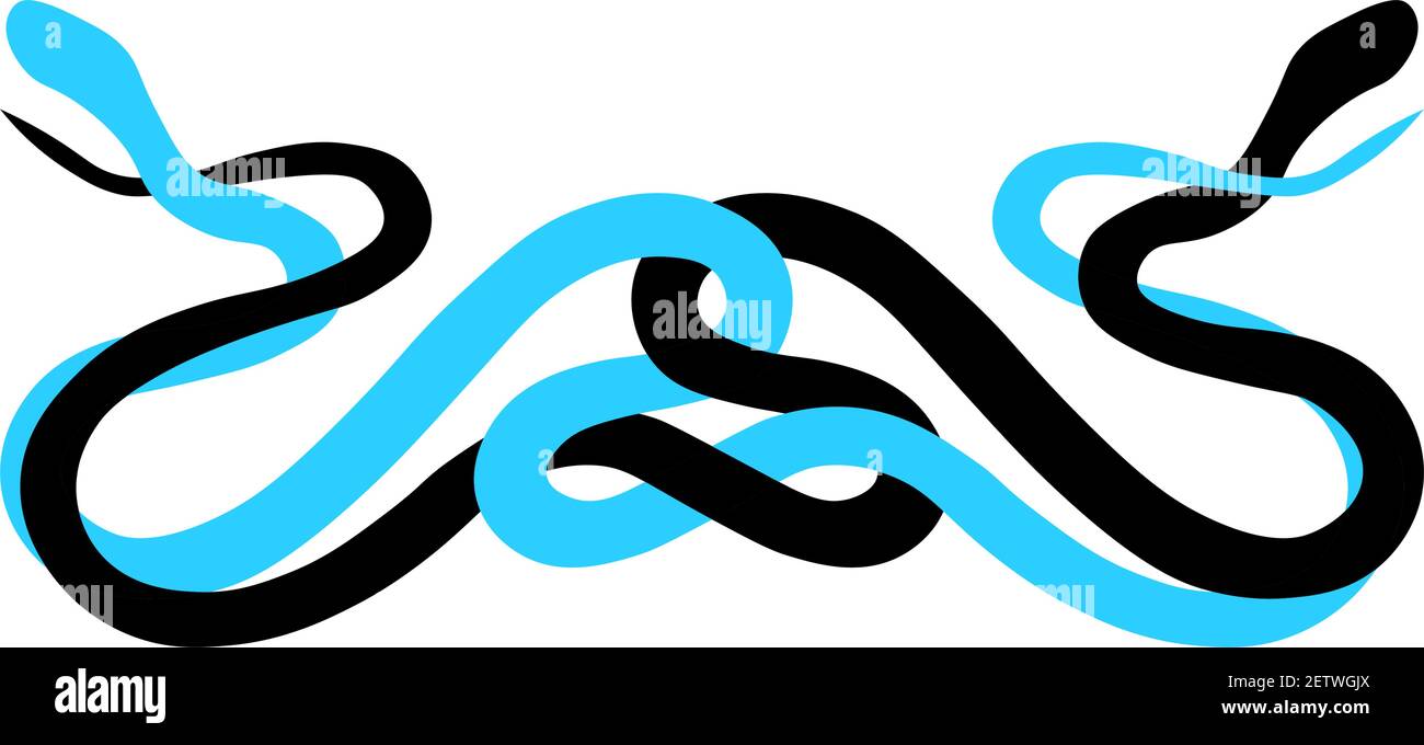 símbolo o logotipo con serpientes. Dos serpientes entrelazadas. Impresión para ropa, Marca o identidad corporativa Ilustración del Vector