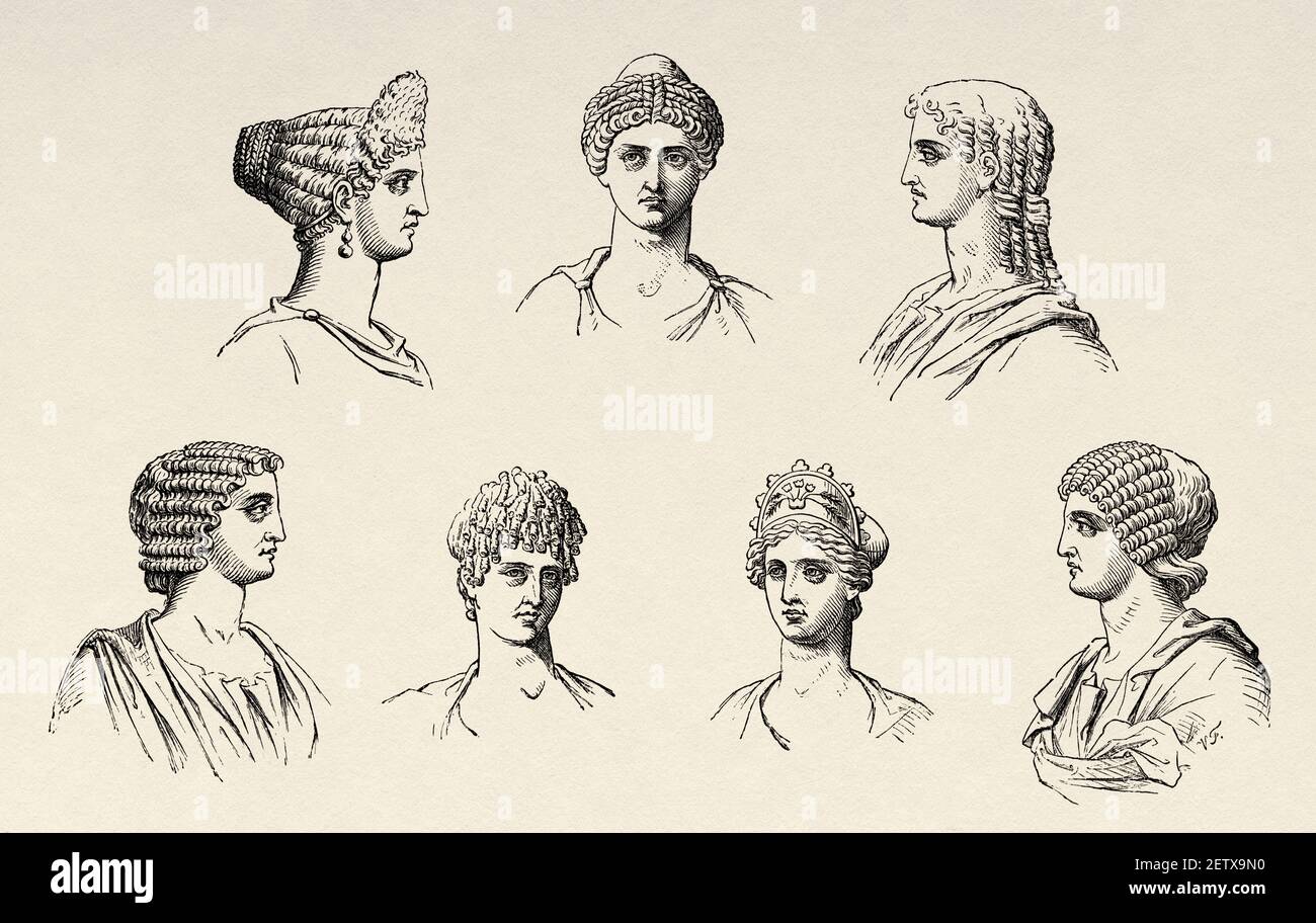 Peinados de mujeres romanas antiguas, Imperio romano antiguo. Italia,  Europa. Antiguo siglo XIX grabado ilustración, el Mundo ilustrado 1881  Fotografía de stock - Alamy