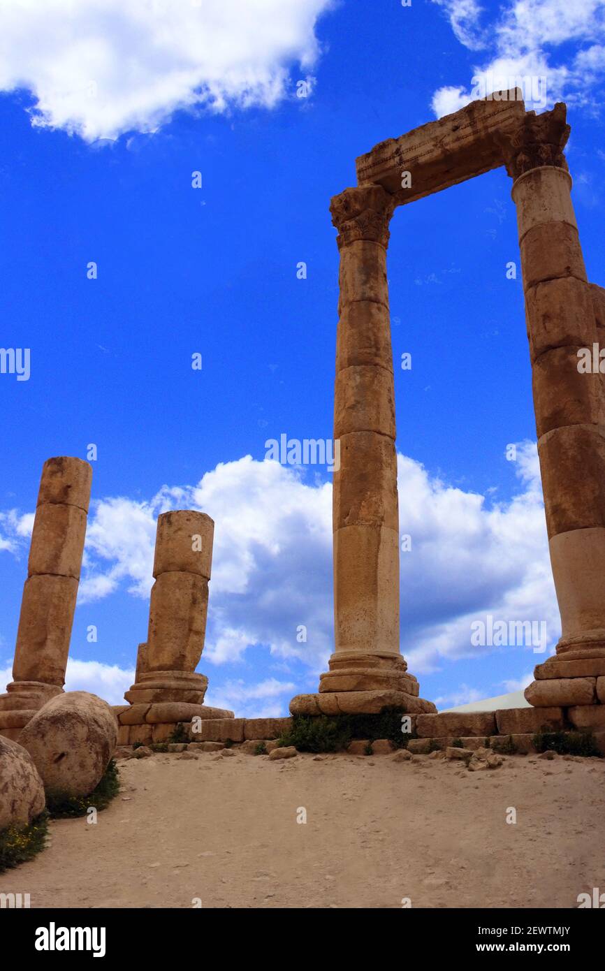 Templo de Hércules de la Ciudadela de Ammán, lugar de interés histórico en Foto de stock