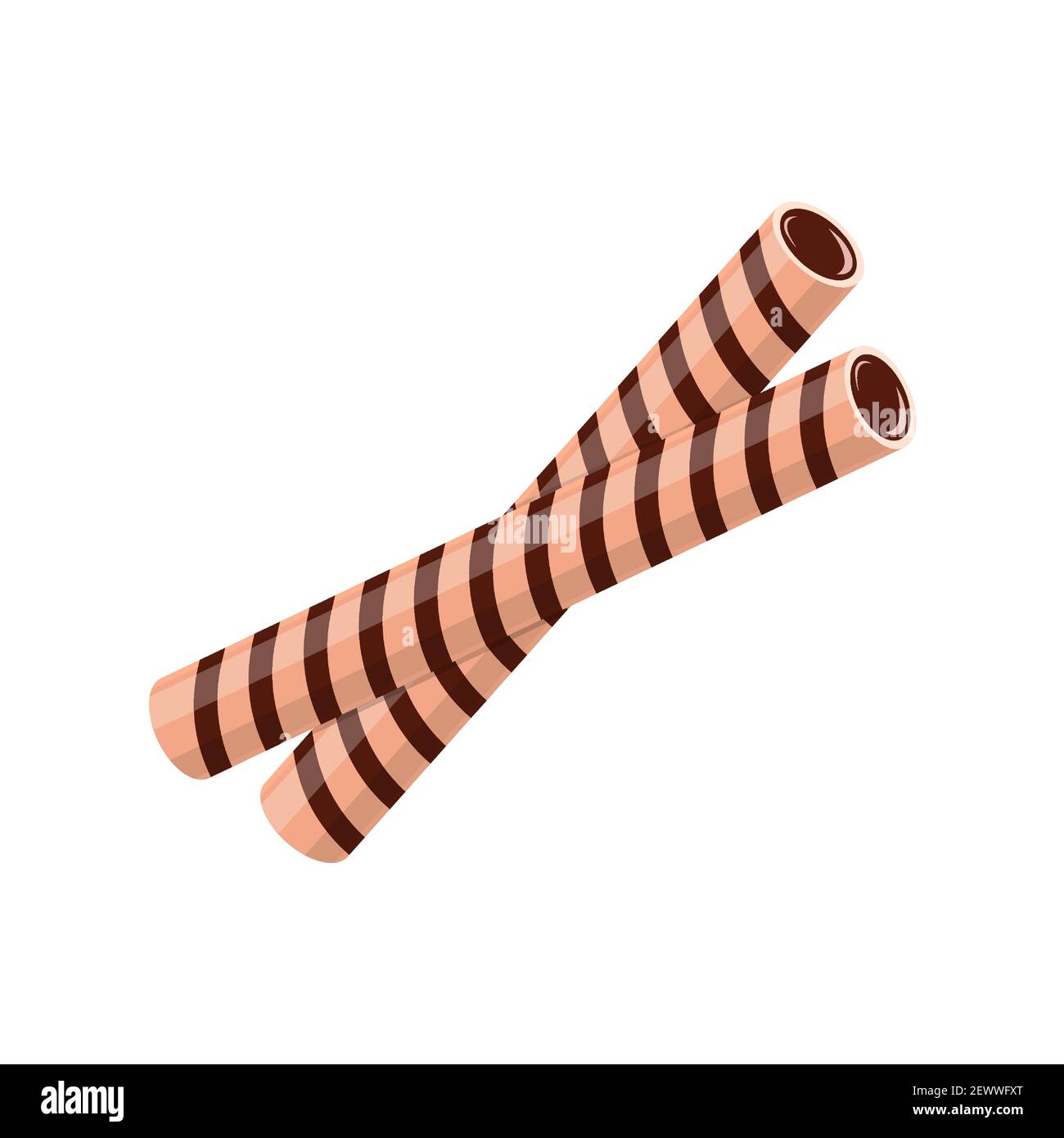 Bastones o rollos de obleas rellenos de crema de chocolate. Galletas dulces de galleta de waffle aisladas sobre fondo blanco. Ilustración de dibujos animados vectoriales Imagen Vector de stock - Alamy Bastones o rollos de obleas rellenos de crema de chocolate. Galletas dulces de galleta de waffle aisladas sobre fondo blanco. Ilustración de dibujos animados vectoriales Imagen Vector de stock - Alamy