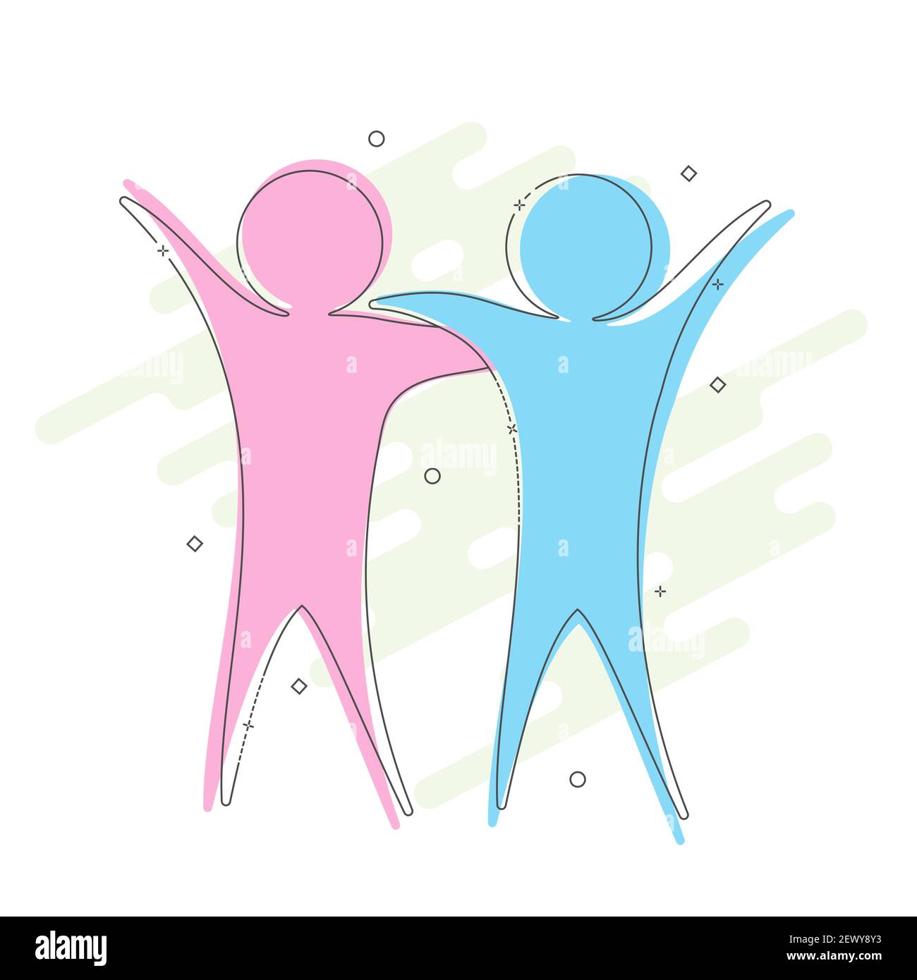 Siluetas de dos personas abrazando. Ilustración para el diseño creativo,  aislada sobre un fondo blanco Imagen Vector de stock - Alamy
