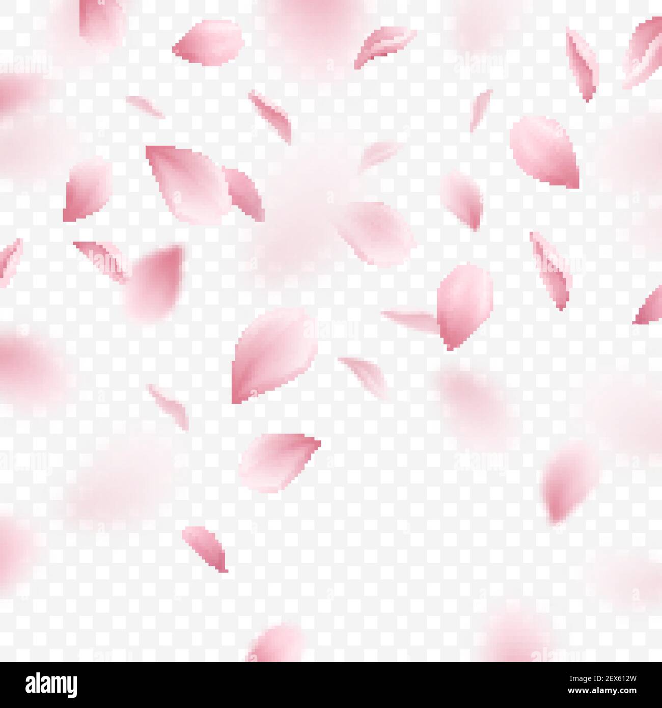Caída rosa sakura pétalos sobre fondo transparente ilustración vectorial  realista Imagen Vector de stock - Alamy
