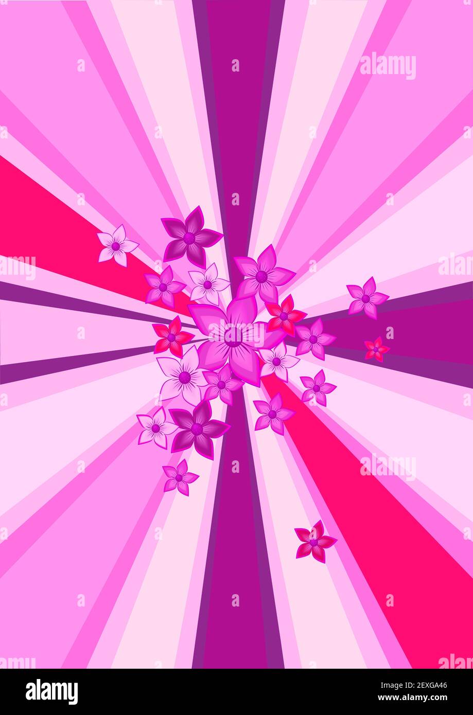 Imagen digital de un papel tapiz con flores rosadas Foto de stock