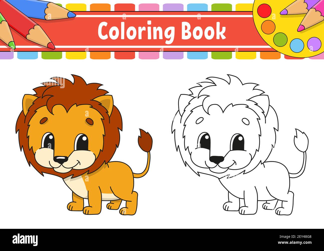 Libro para colorear para niños personaje de dibujos animados silueta de  contorno negro