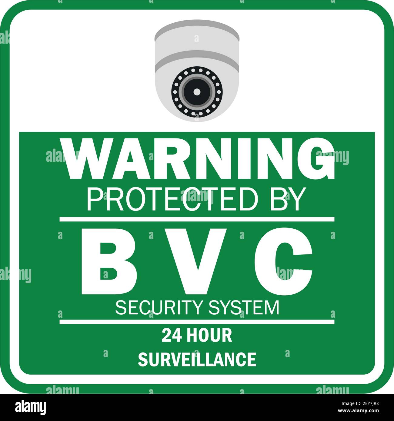 Señal de advertencia el área protegida por video vigilancia con cámara de seguridad CCTV para la seguridad en el hogar. Ilustración vectorial Ilustración del Vector