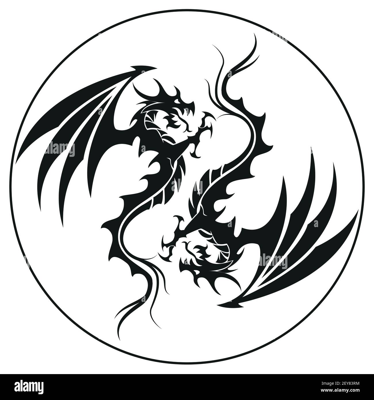 dragon yin yang - Google Search  Ilustraciones de tatuajes, Tatuajes  blancos, Illustration