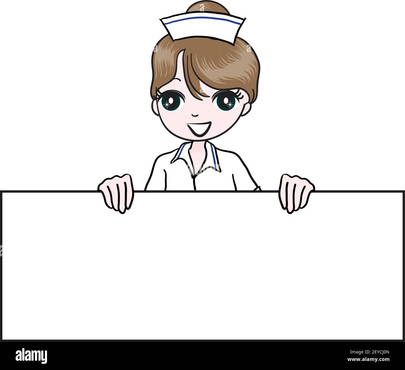 Vector caricatura belleza enfermera con marco borde de en blanco fondo Imagen Vector de -