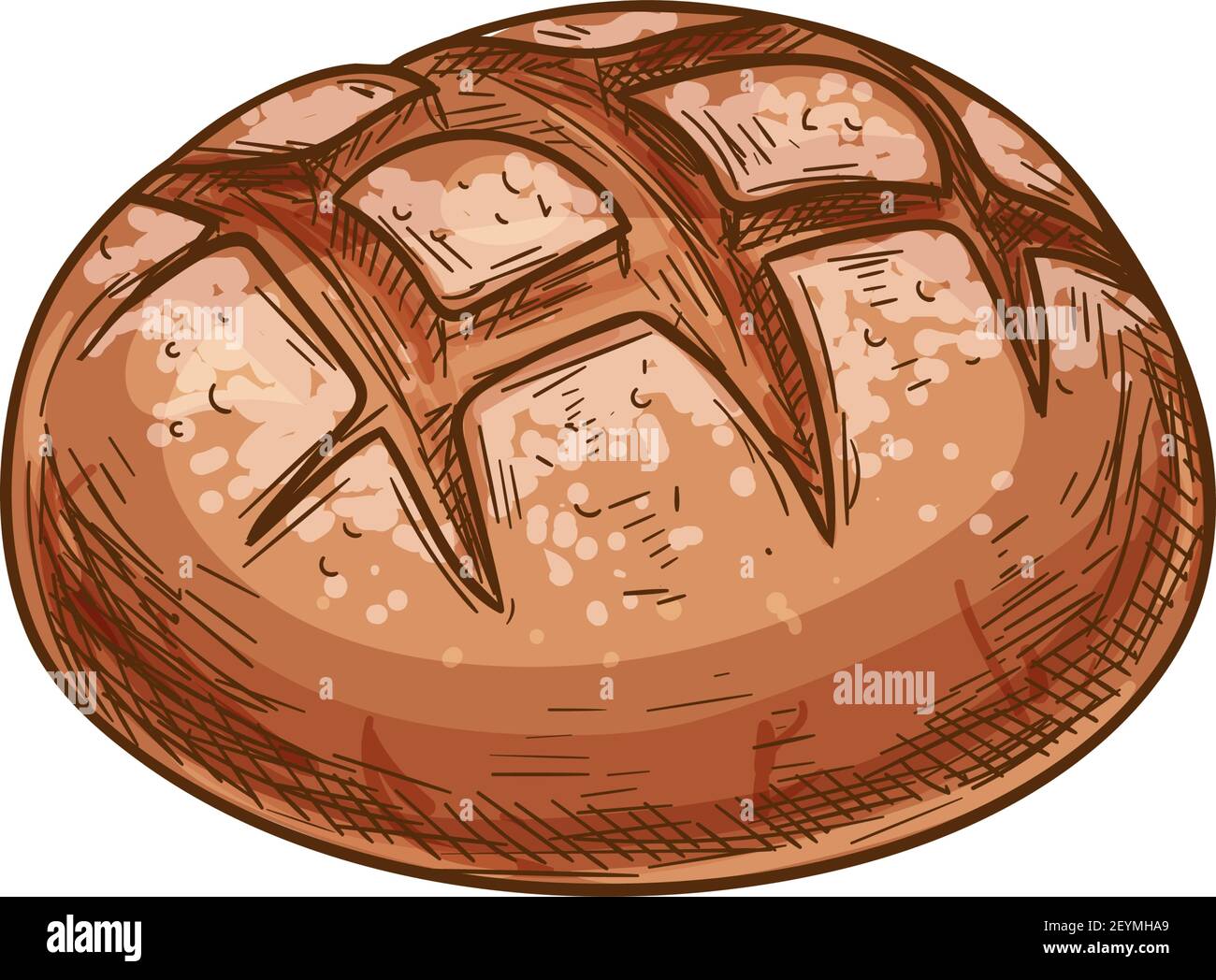 Icono de vector de pan de pan, boceto de productos de panadería. Pan marrón  redondo bollo aislado Imagen Vector de stock - Alamy