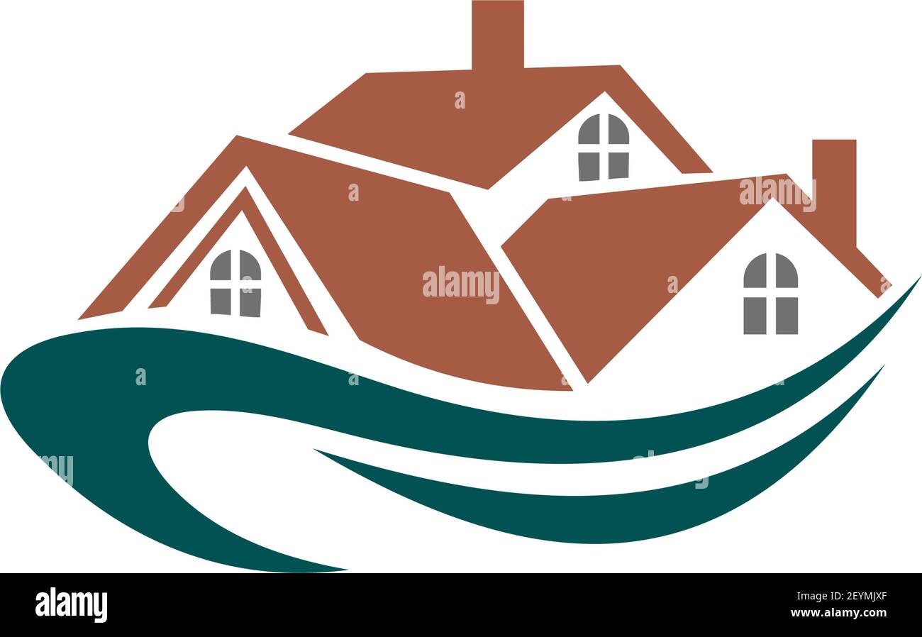 Casas y casas en venta y alquiler de edificios inmobiliarios aislados  logotipo. Casas de campo vector, propiedad privada Imagen Vector de stock -  Alamy