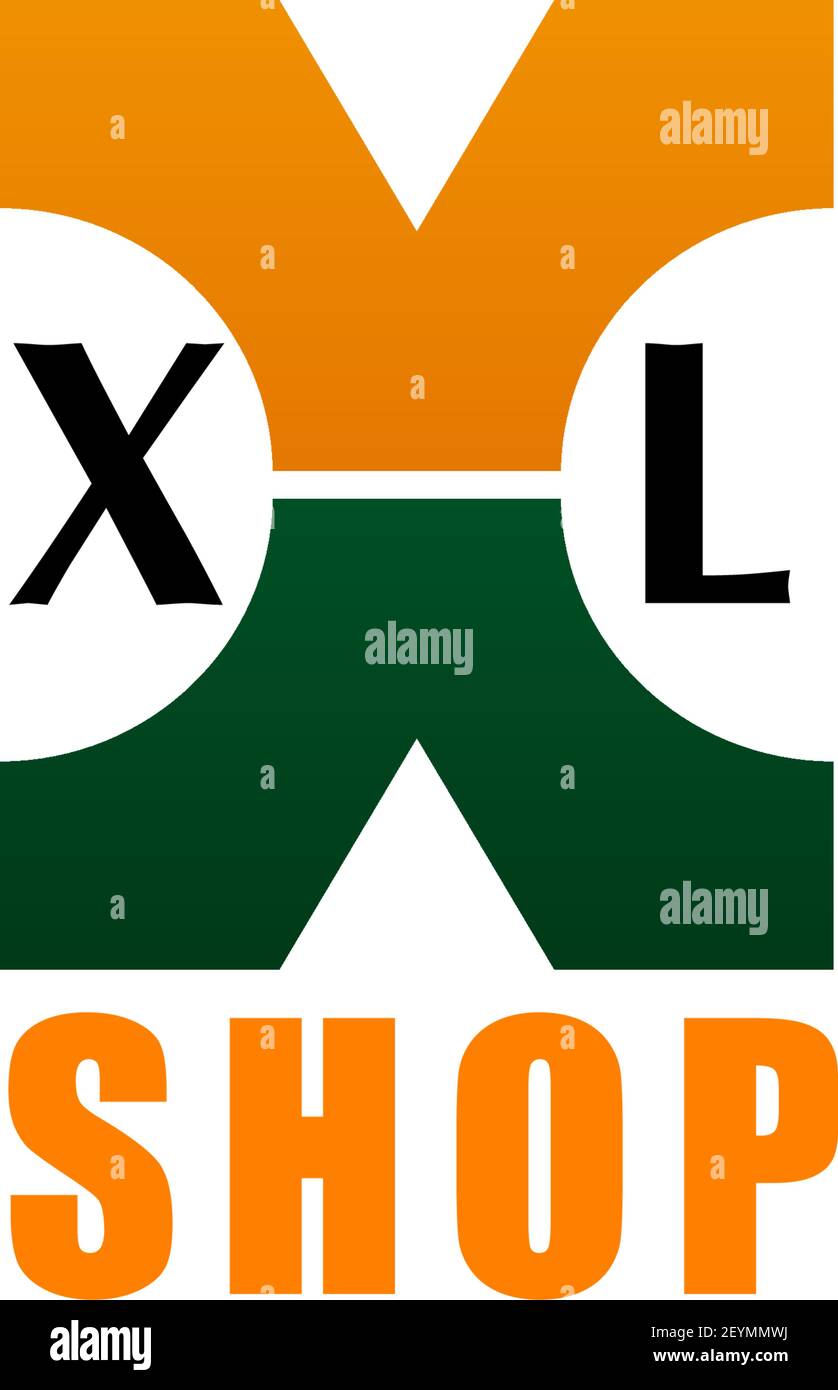 Icono de la letra X ropa XL o tienda de moda gran tamaño o centro de venta de descuento outlet. Símbolo de la letra X del vector para la tienda