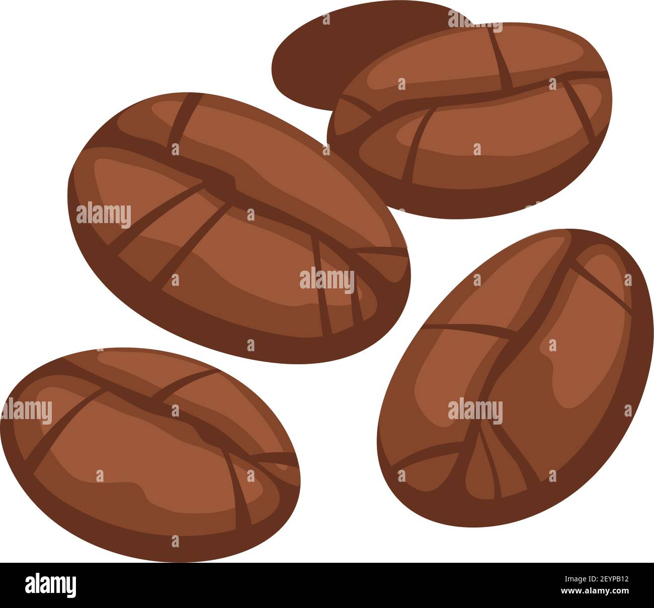 Semillas de café tostado aisladas granos de café aromático. Vector de