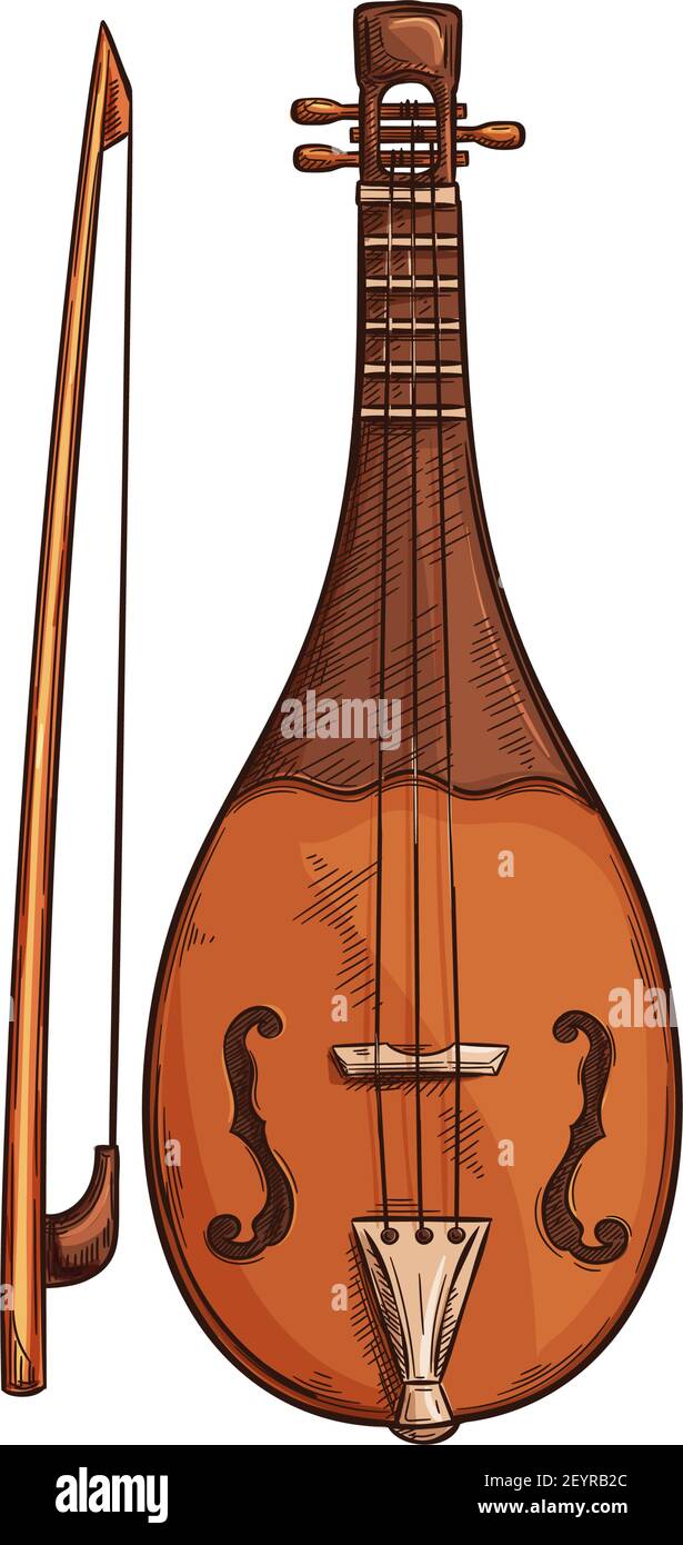 Rebec aislado instrumento musical retro. Vector instrumento de cuerda  doblada con arco, música árabe Imagen Vector de stock - Alamy
