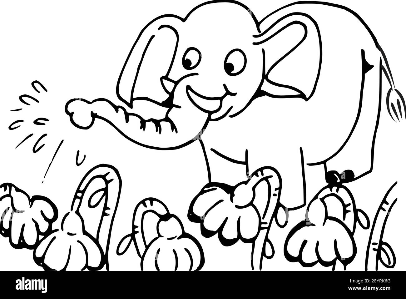 vector dibujos animados elefante riego Ilustración del Vector