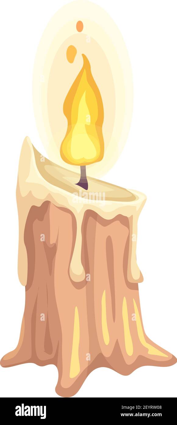 Vela de cera ardiente con llama aislada. Vector candela de guttering,  símbolo de Halloween con fuego Imagen Vector de stock - Alamy