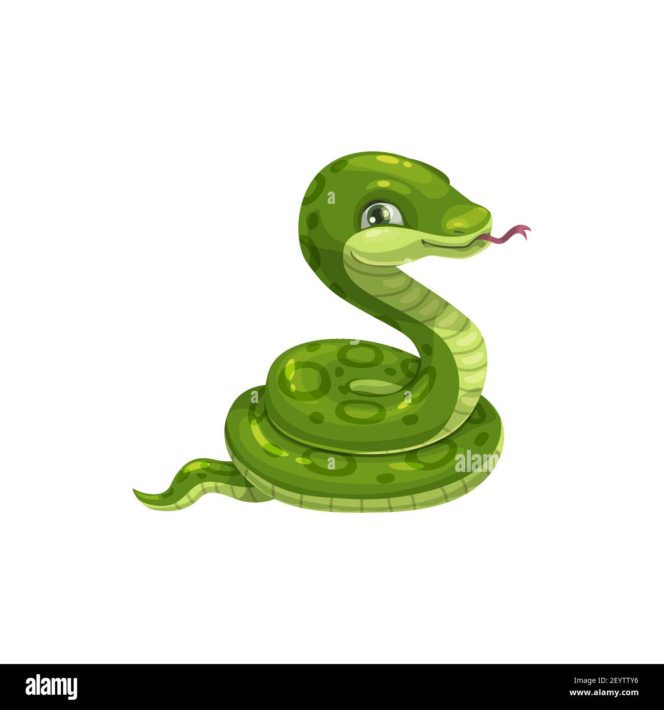 Cartoon serpiente chino horóscopo símbolo, verde aspa aislado china