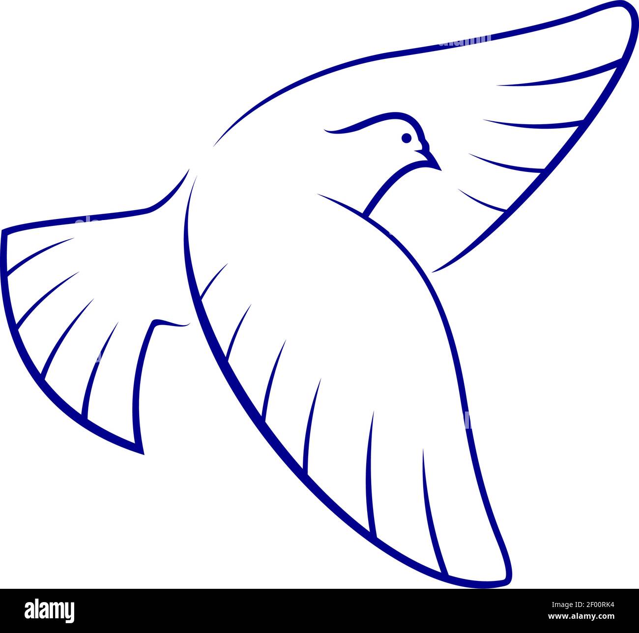 Símbolo de paloma de la pieza y la esperanza pájaro aislado. Vector