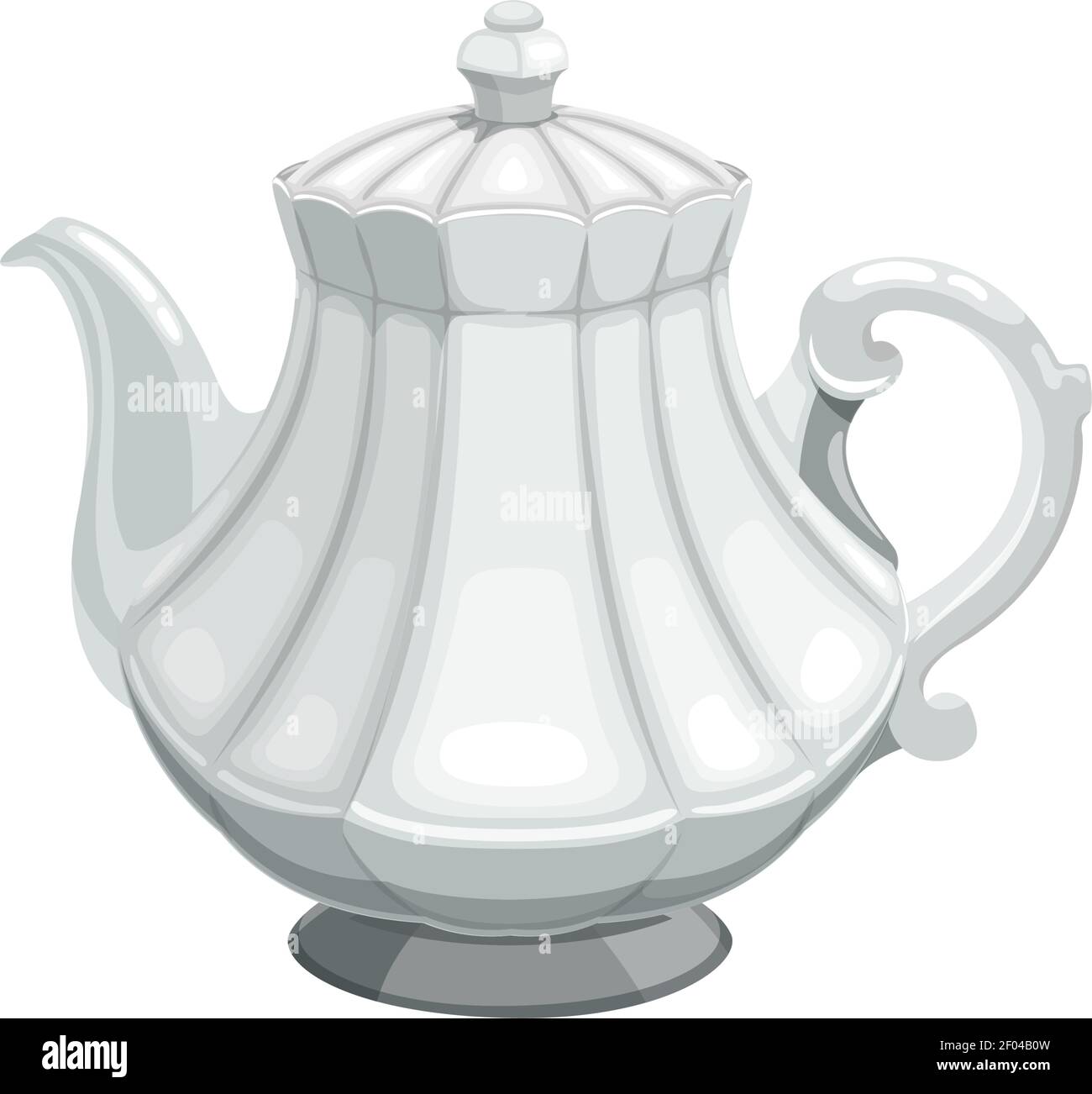 Tetera de porcelana blanca en estilo vintage aislado. Vector de cerámica  antigua cafetera, utensilios de cocina objeto. utensilios de cocina de la  ceremonia del té británico o chino, Glo Imagen Vector de