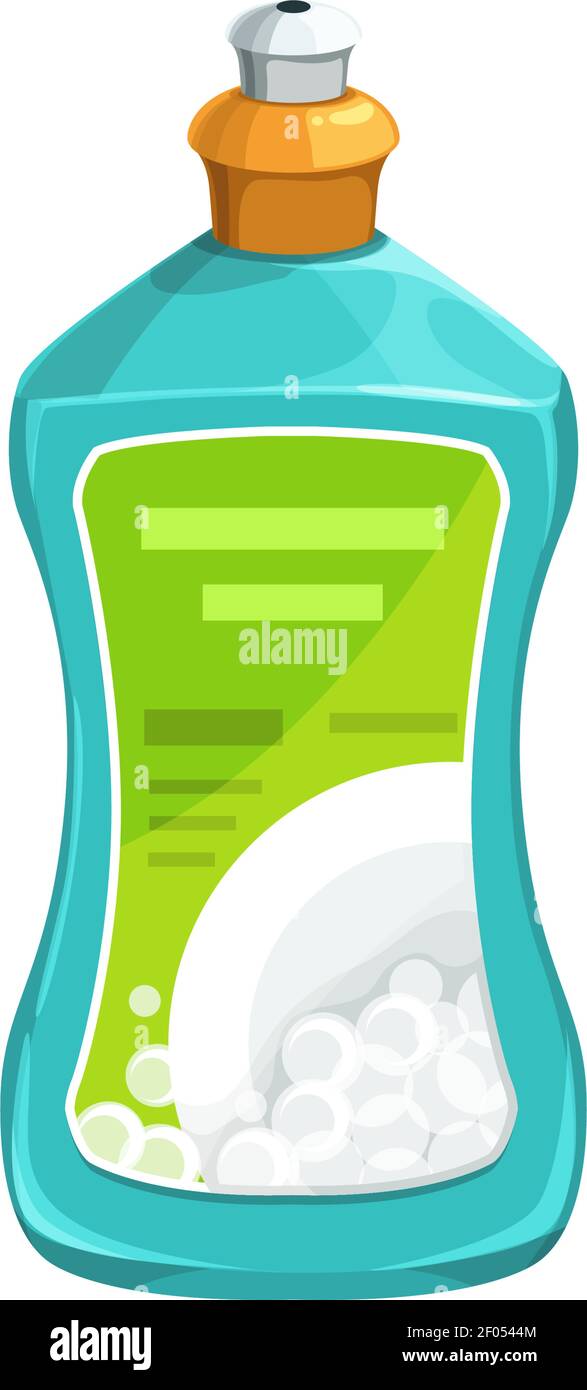 Detergente líquido aislado para lavar platos. Jabón vectorial y cuenco con  espuma, herramienta de limpieza y lavavajillas Imagen Vector de stock -  Alamy