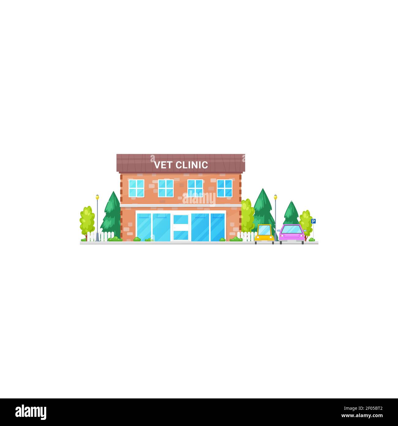 Clínica de animales edificio fachada icono aislado. Centro Vector Vet