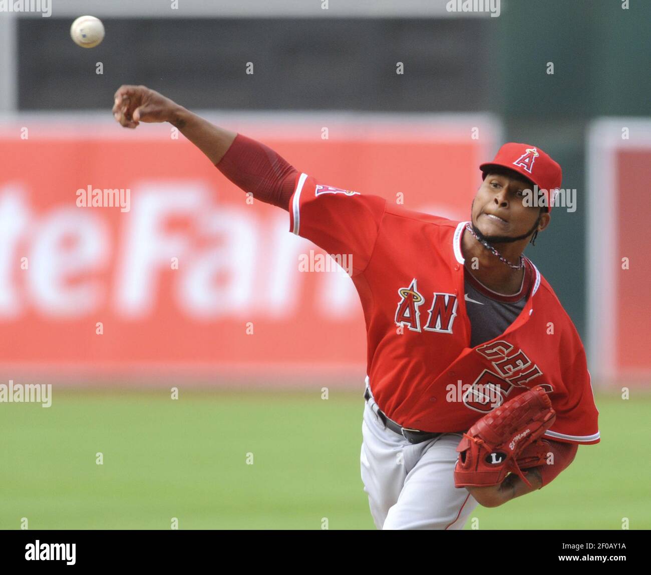 Los Angeles Angels' Mike Trout before the game against the Seattle Mariners  at Angel Stadium in Anaheim, California on July 10, 2011. The Angels won  5-2. UPI/Lori Shepler Stock Photo - Alamy