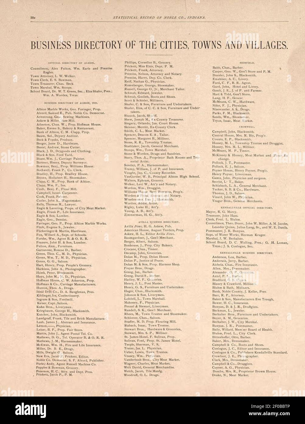 Plat libro y registro estadístico del condado de Noble, Indiana que