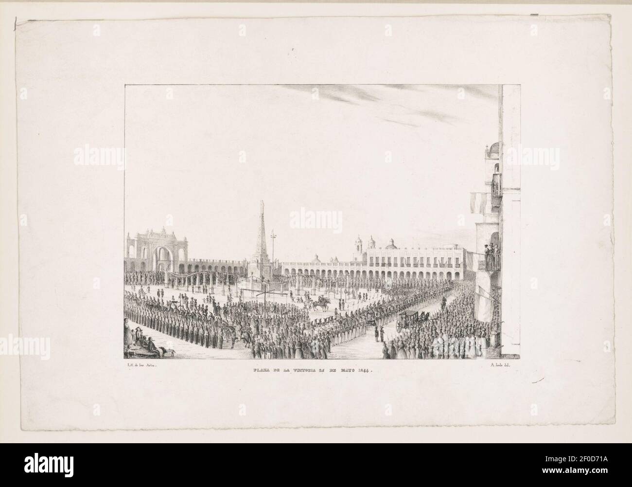 La Plaza de la Victoria, 25 de mayo de 1844 Foto de stock