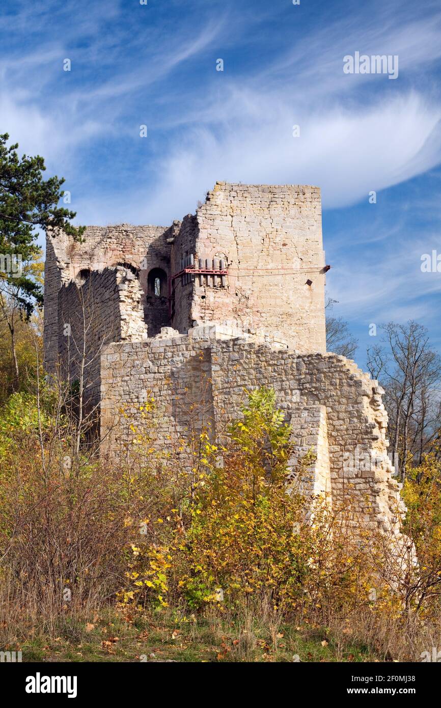 Ruinas del castillo de Lobdeburg Foto de stock