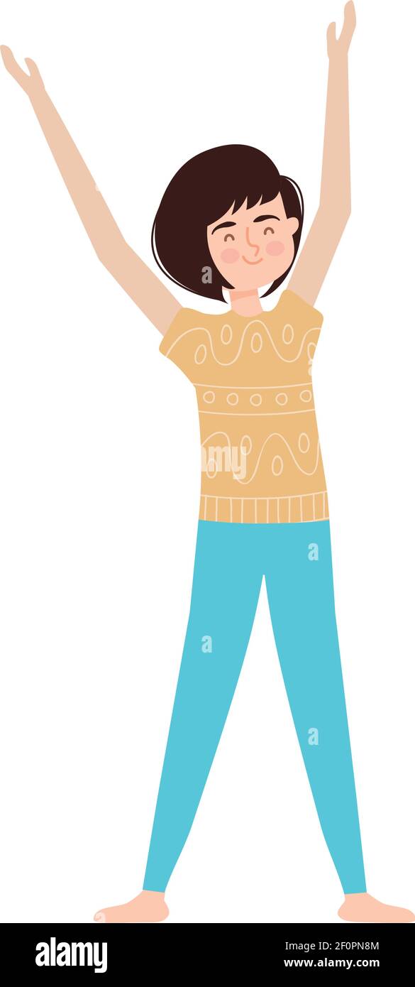 mujer de pie con los brazos arriba Imagen Vector de stock Alamy