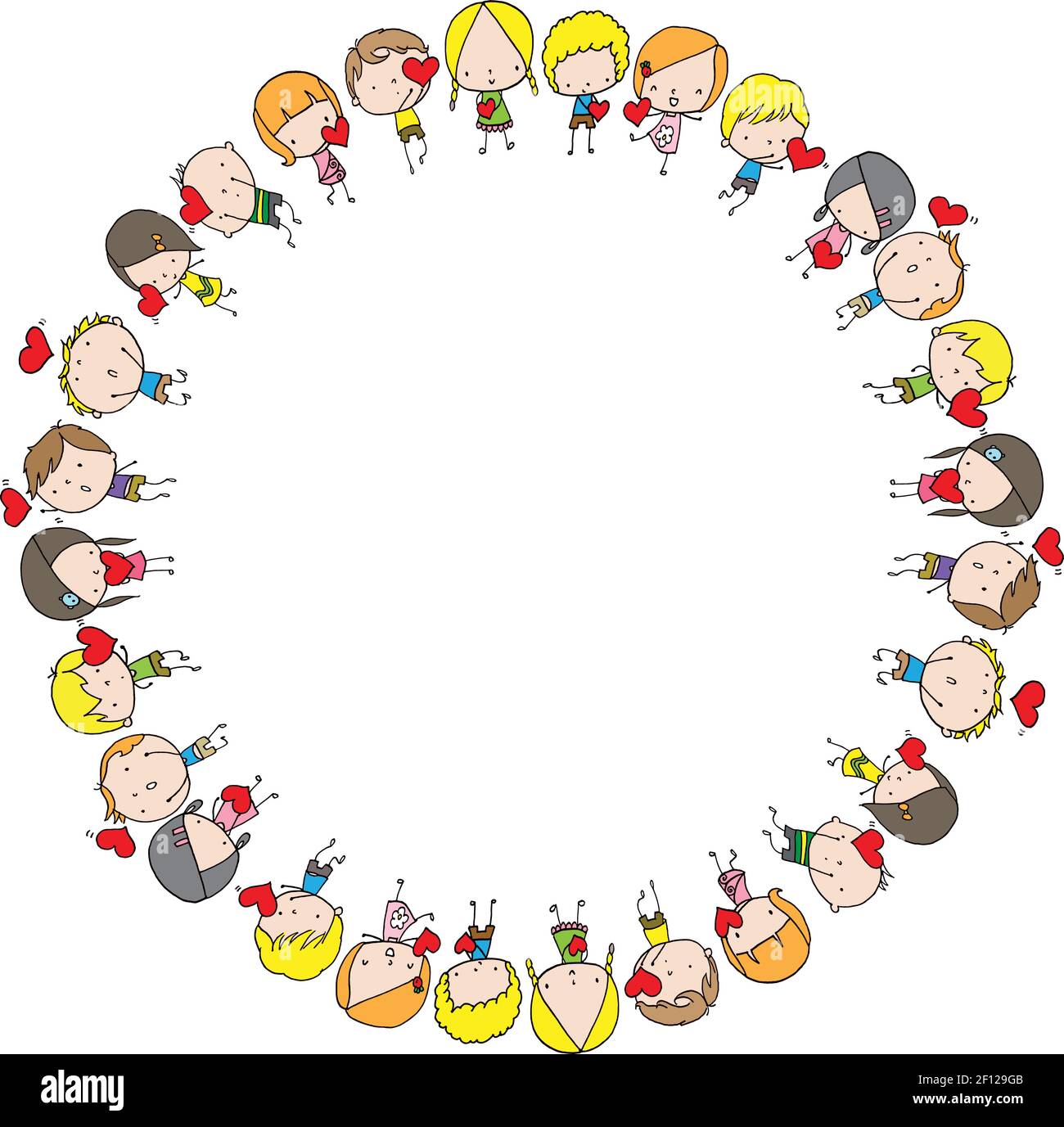 vector dibujos animados niños círculo borde marco fondo Imagen Vector de  stock - Alamy