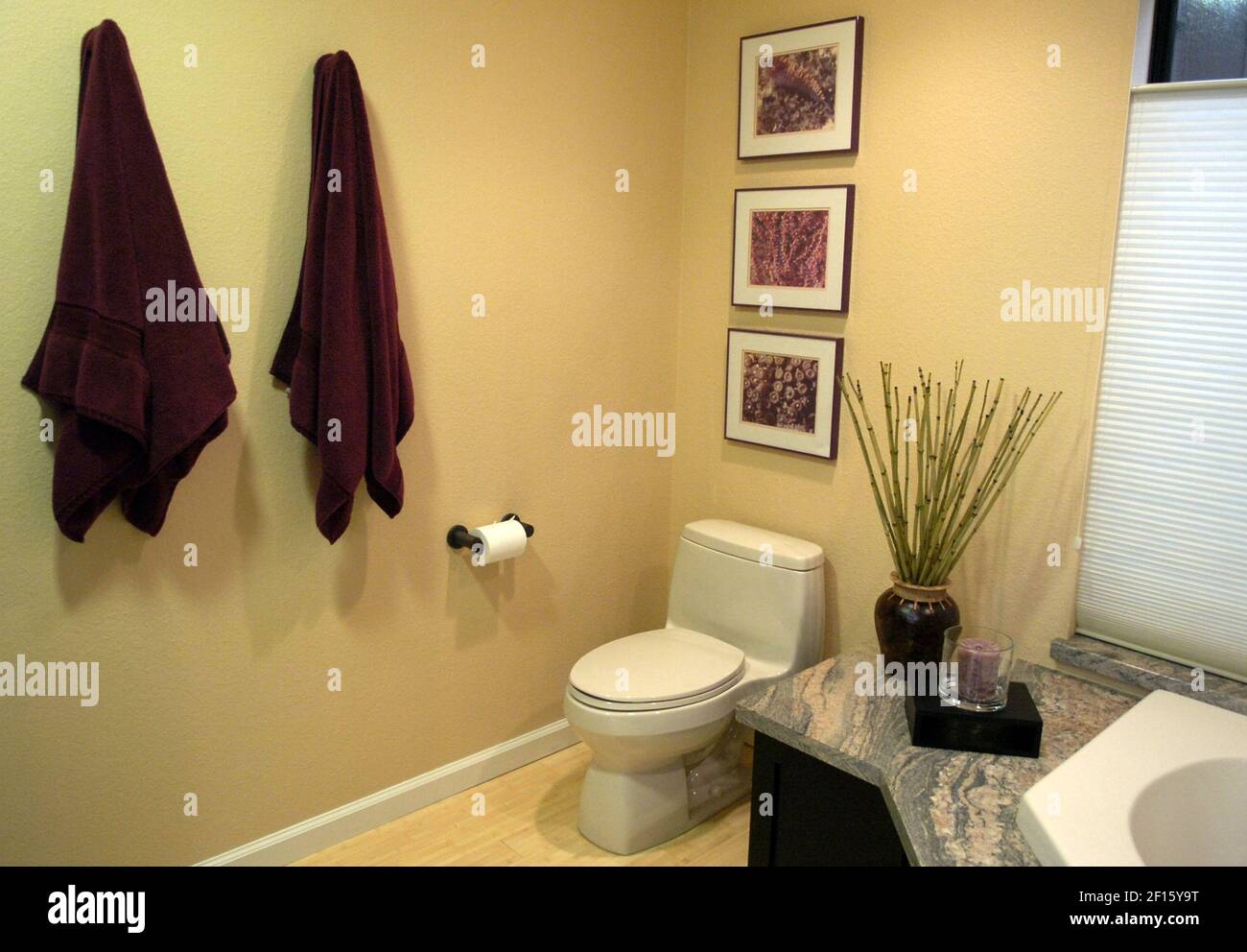 Añada más comodidades de spa a su cuarto de baño como este en la casa  Modesto de Lynn Roth. (Foto de Joan Barnett Lee/Modesto Bee/MCT/Sipa USA  Fotografía de stock - Alamy