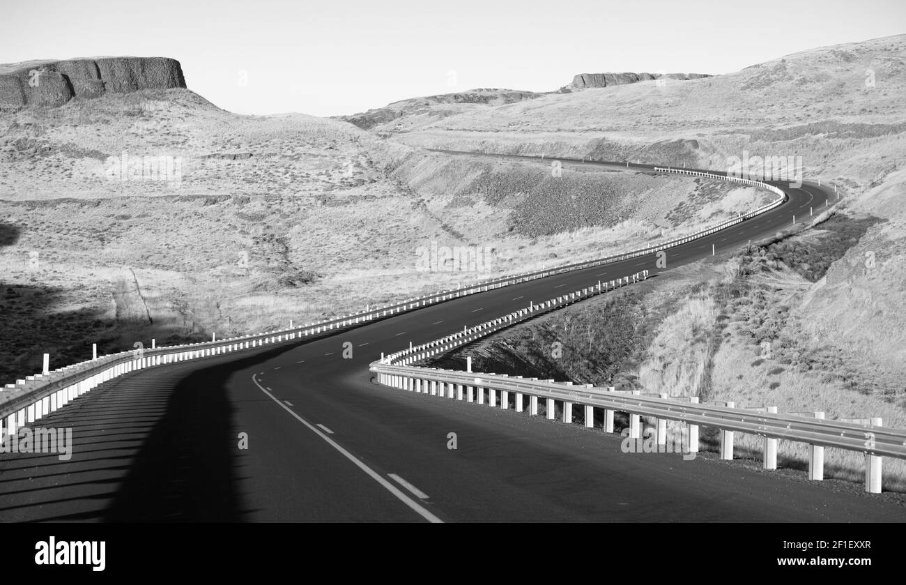 Washington oriental Desert Highway Lyons Ferry Road Foto de stock