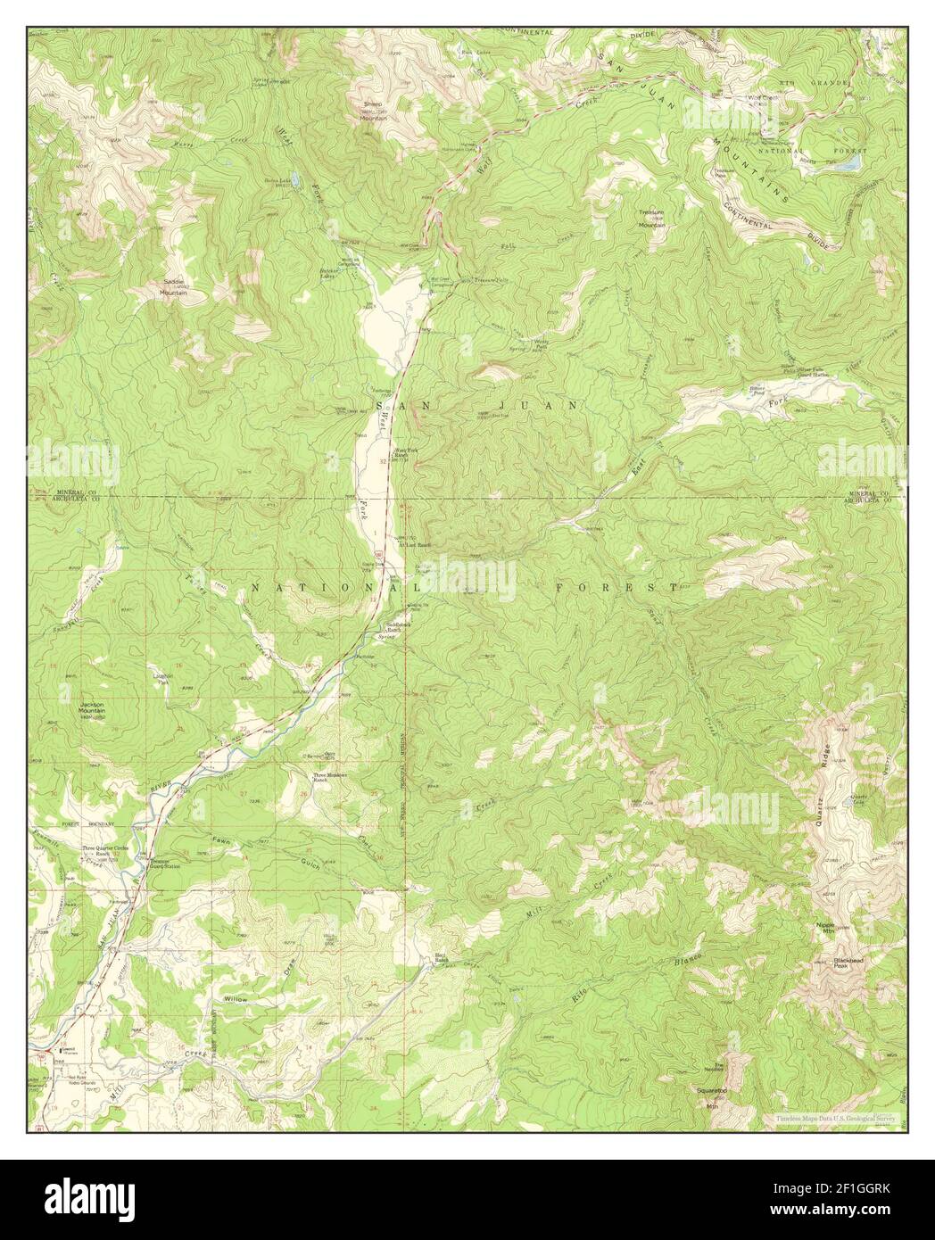 Wolf Creek Pass, Colorado, MAP 1957, 1:62500, Estados Unidos de América por Timeless Maps, data U.S. Geological Survey Foto de stock