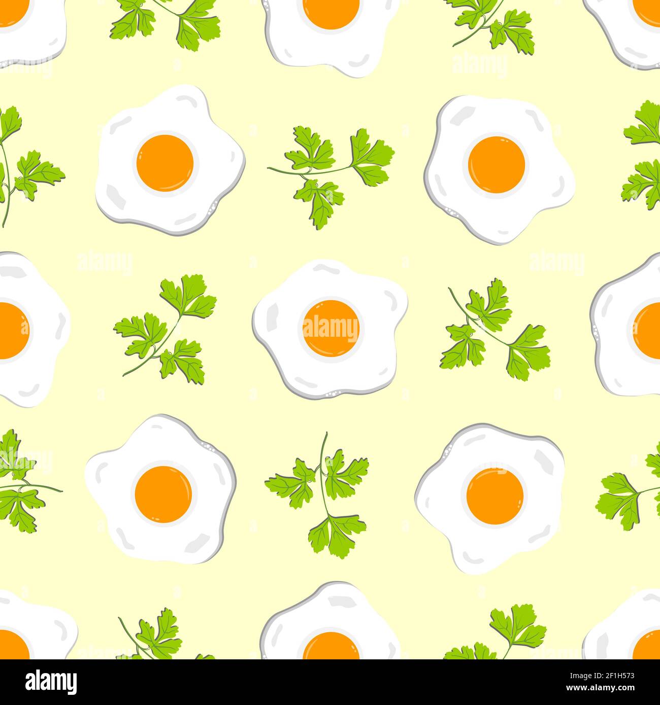 Patrón sin costuras con huevos y ramitas de perejil Foto de stock