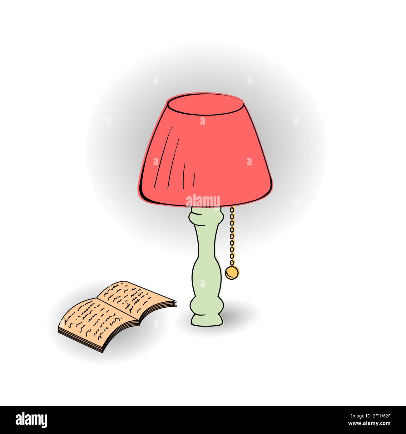 Lámpara de pie y un libro. Ilustración vectorial. Foto de stock