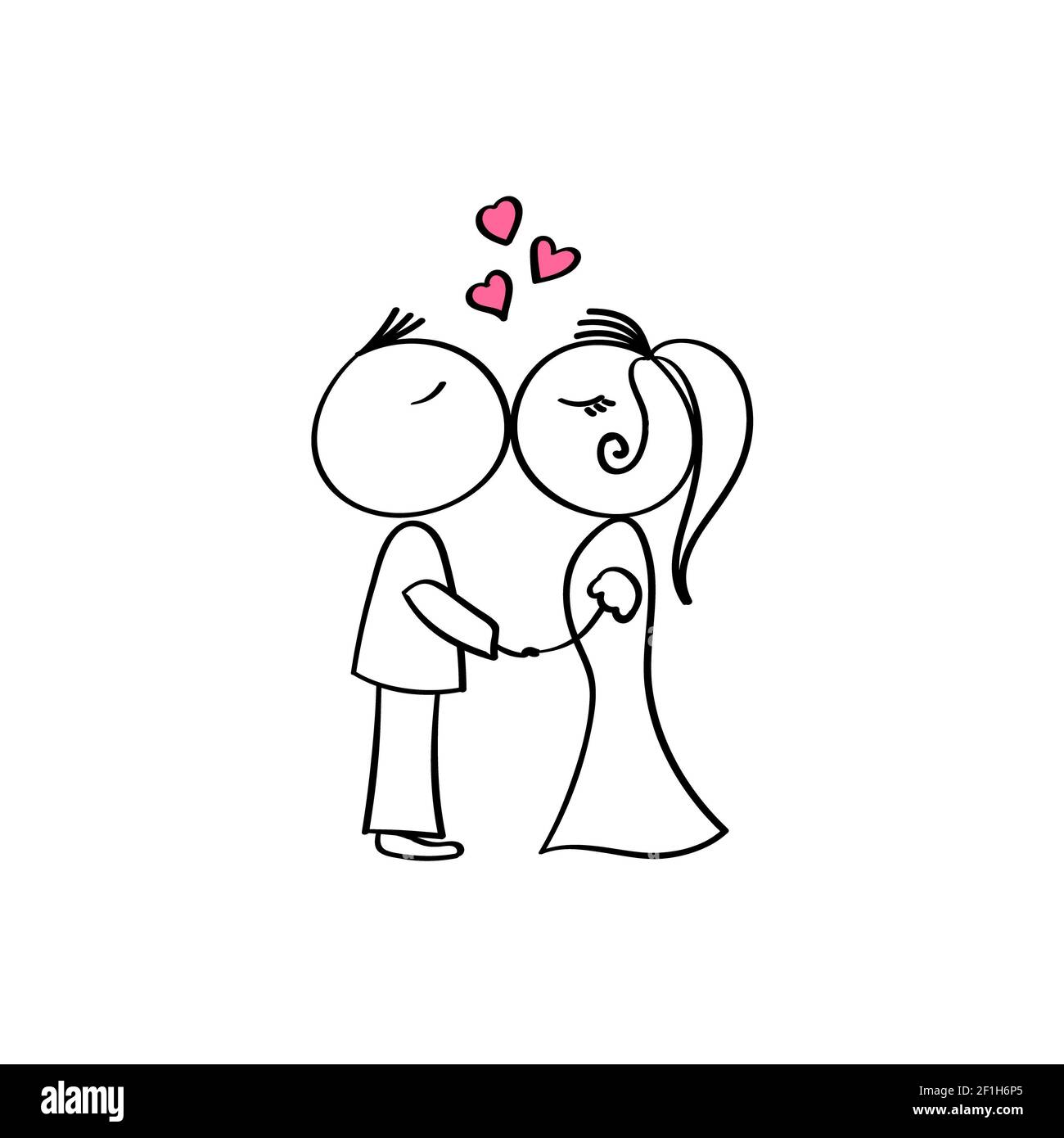 Tarjeta de boda con novio de dibujos animados y novia Fotografía de stock -  Alamy