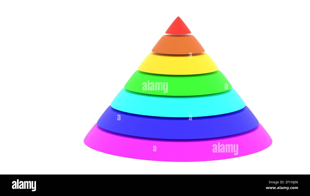 Pirámide cylindric gráfico color arco iris 3D ilustración Foto de stock