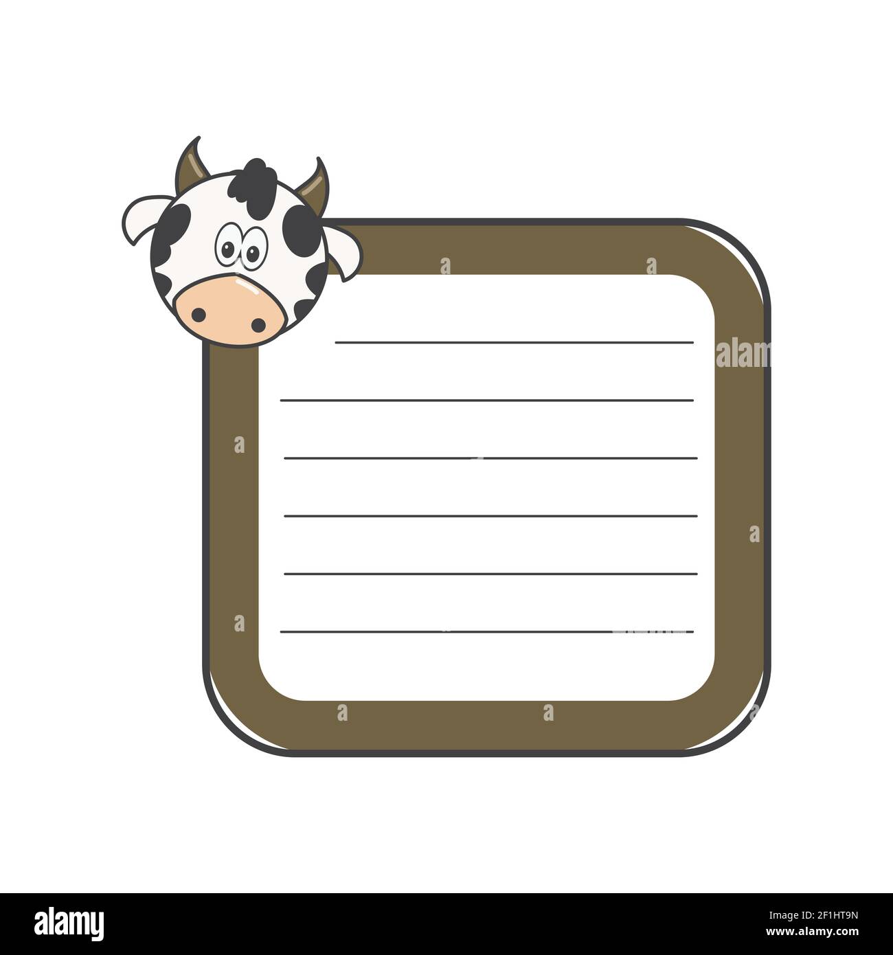 vaca animada con papel en blanco para un mensaje Imagen Vector de stock -  Alamy
