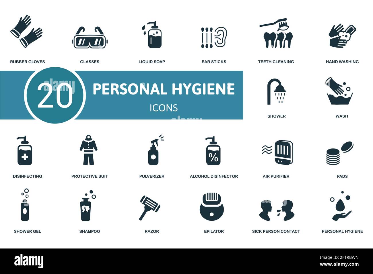 Conjunto de iconos de higiene personal. Contiene iconos editables tema de higiene personal como gafas, palos de oreja, lavado de manos y mucho más. Ilustración del Vector