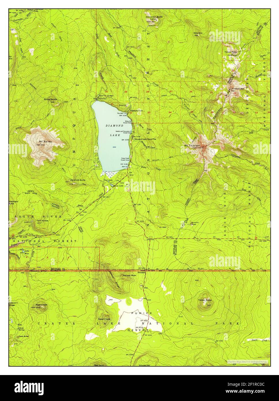 Mapa de diamond lake oregon Imágenes recortadas de stock Alamy