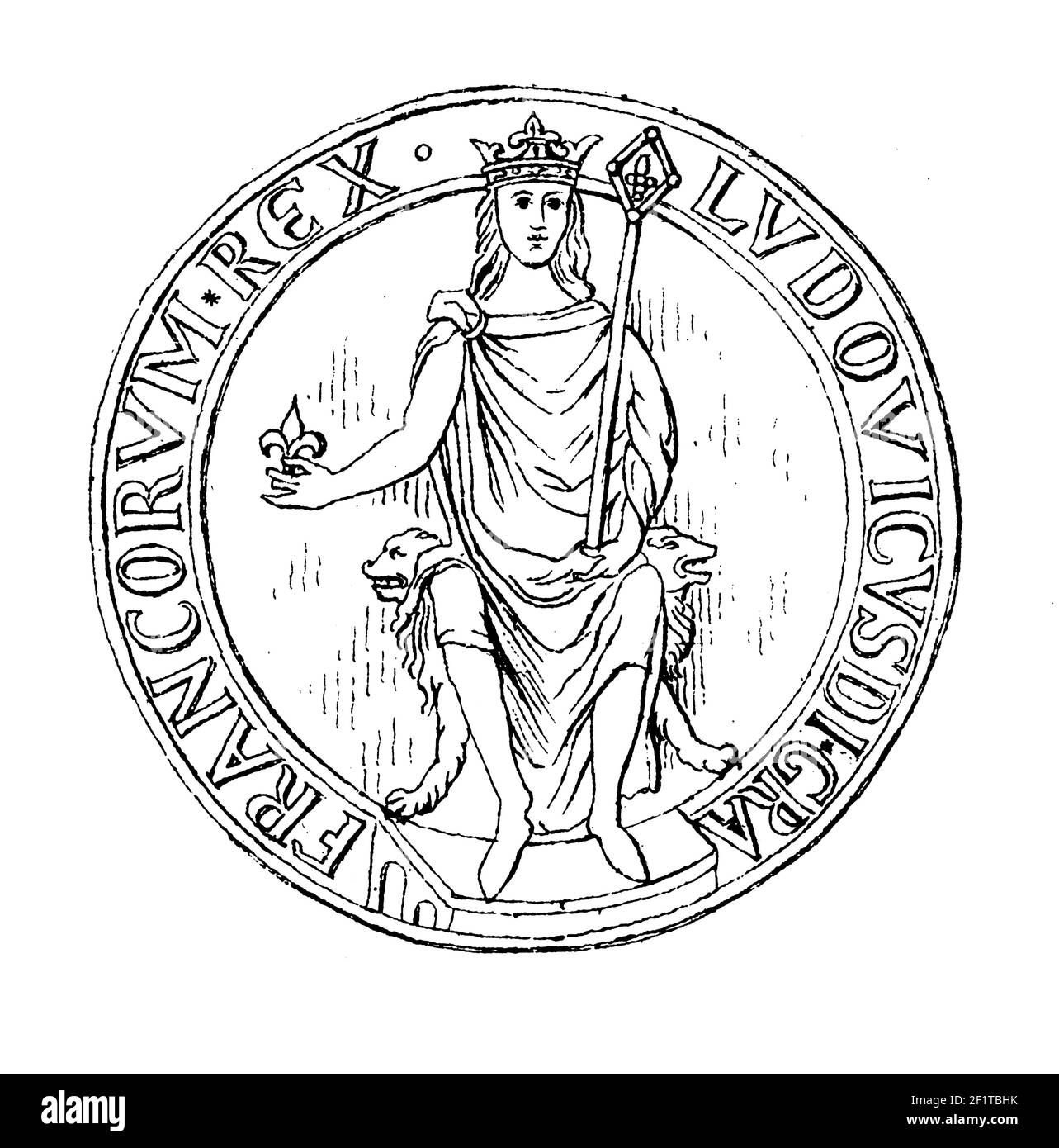 Grabado del siglo 19th de un retrato de Luis VIII el León, Rey de Francia y Conde de Artois. Louis VII nació el 5 de septiembre de 1187 en París, Fra Foto de stock
