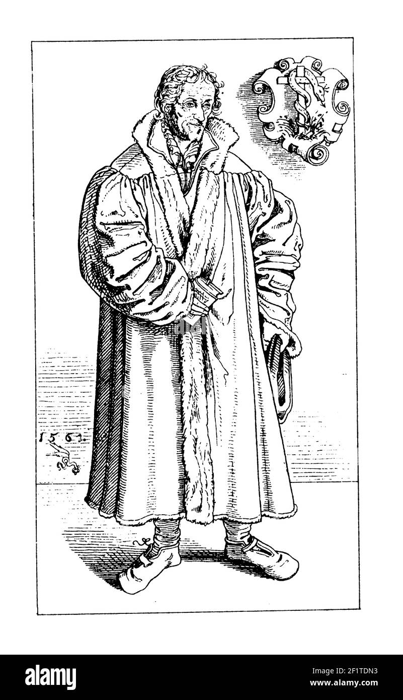 Grabado vintage de un retrato de Philipp Melanchthon, pastor alemán, erudito y teólogo. Nació el 16 de febrero de 1497 en Bretten, Alemania An Foto de stock
