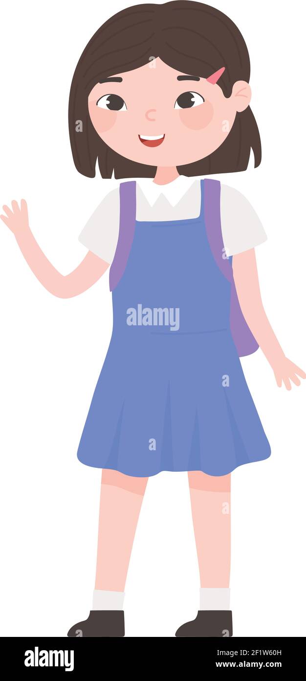 niña estudiante con dibujos animados de mochila Imagen Vector de stock -  Alamy
