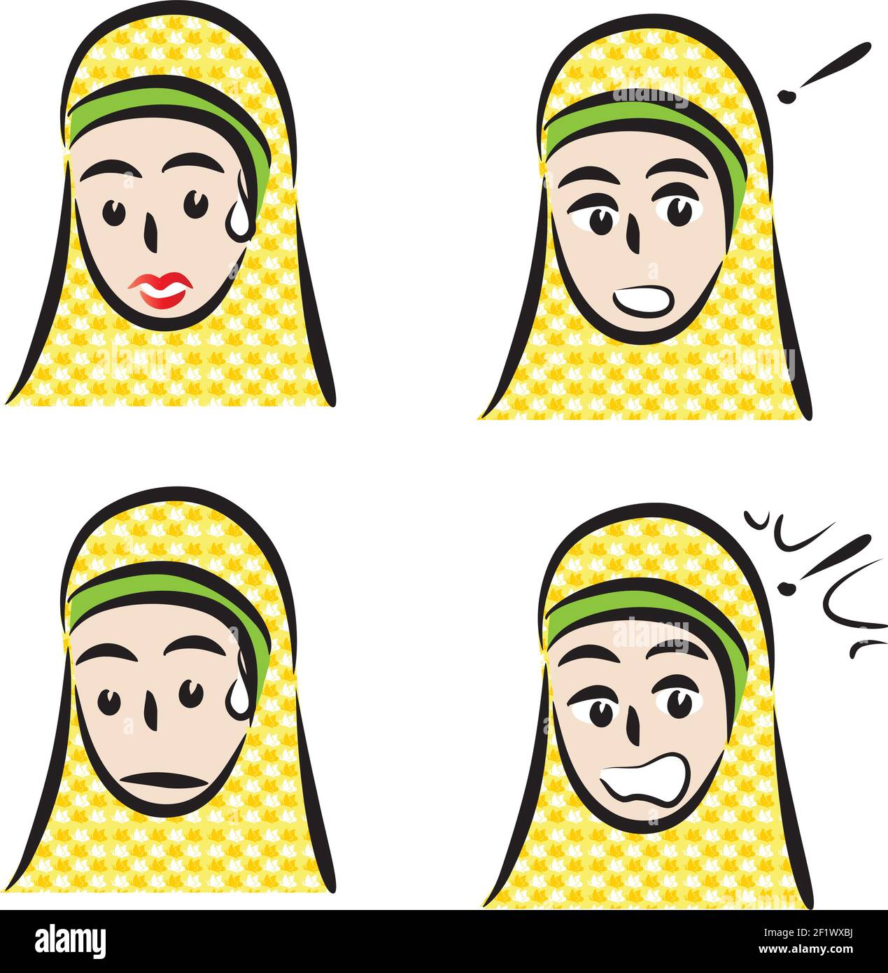 Dibujos animados amarillo bufanda niña emoji conjunto Fotografía de stock -  Alamy