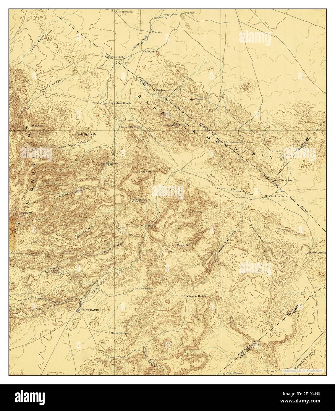 Fort Davis, Texas, MAP 1897, 1:125000, Estados Unidos de América por Timeless Maps, data U.S. Geological Survey Foto de stock