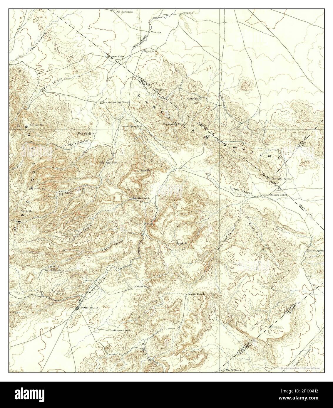 Fort Davis, Texas, MAP 1894, 1:125000, Estados Unidos de América por Timeless Maps, data U.S. Geological Survey Foto de stock